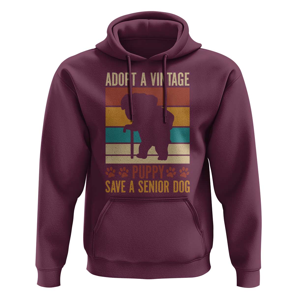 Vintage Adopt a Senior Dog Hoodie Rescue Animal Adoption Old Dog Shelter Pet - Wonder Print Shop