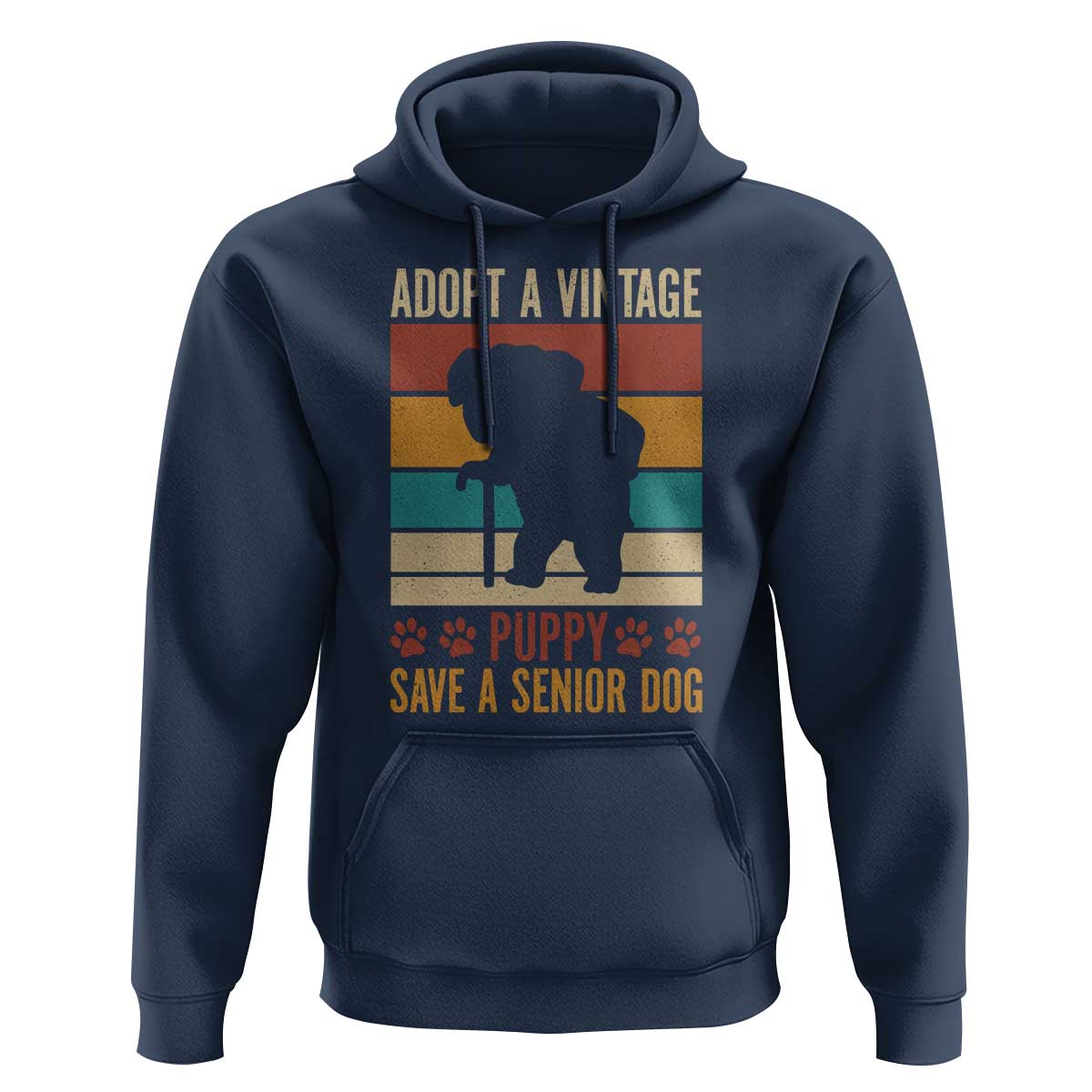 Vintage Adopt a Senior Dog Hoodie Rescue Animal Adoption Old Dog Shelter Pet - Wonder Print Shop