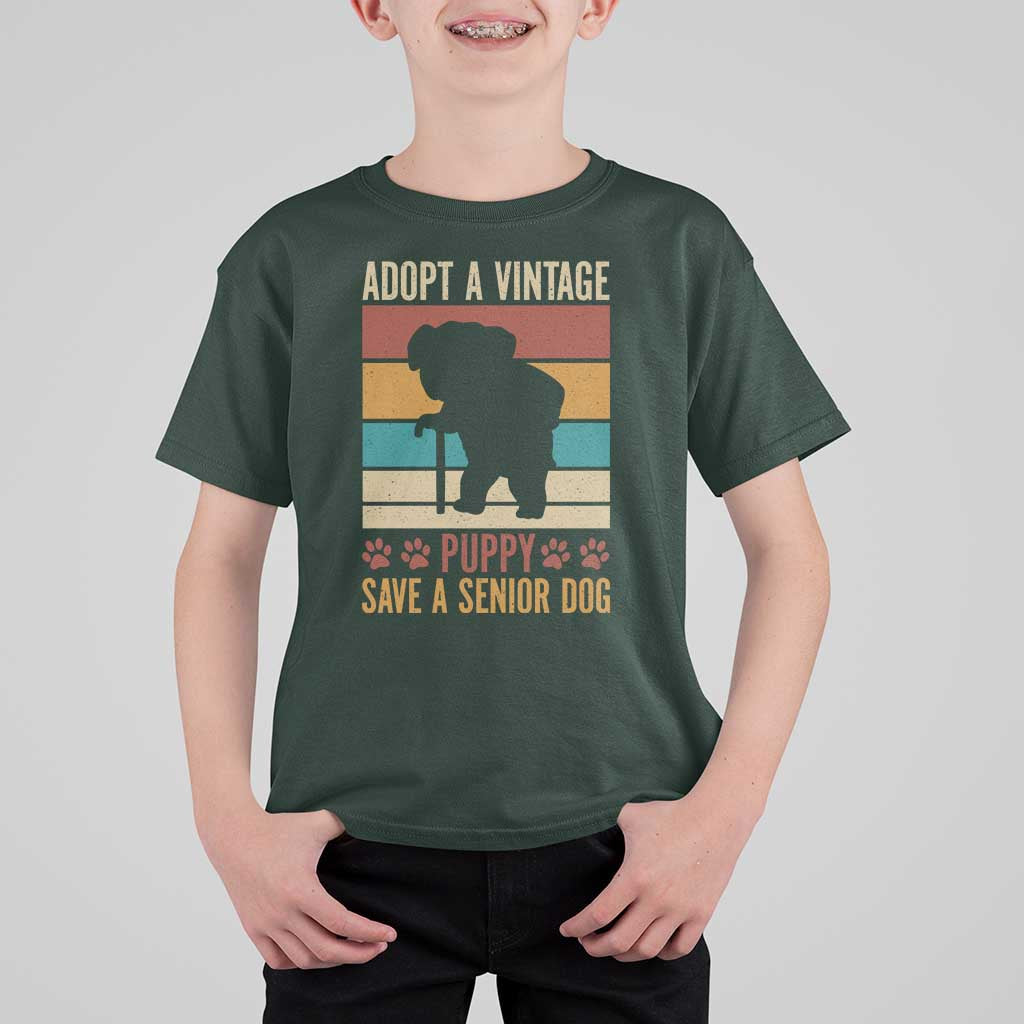 Vintage Adopt a Senior Dog T Shirt For Kid Rescue Animal Adoption Old Dog Shelter Pet - Wonder Print Shop