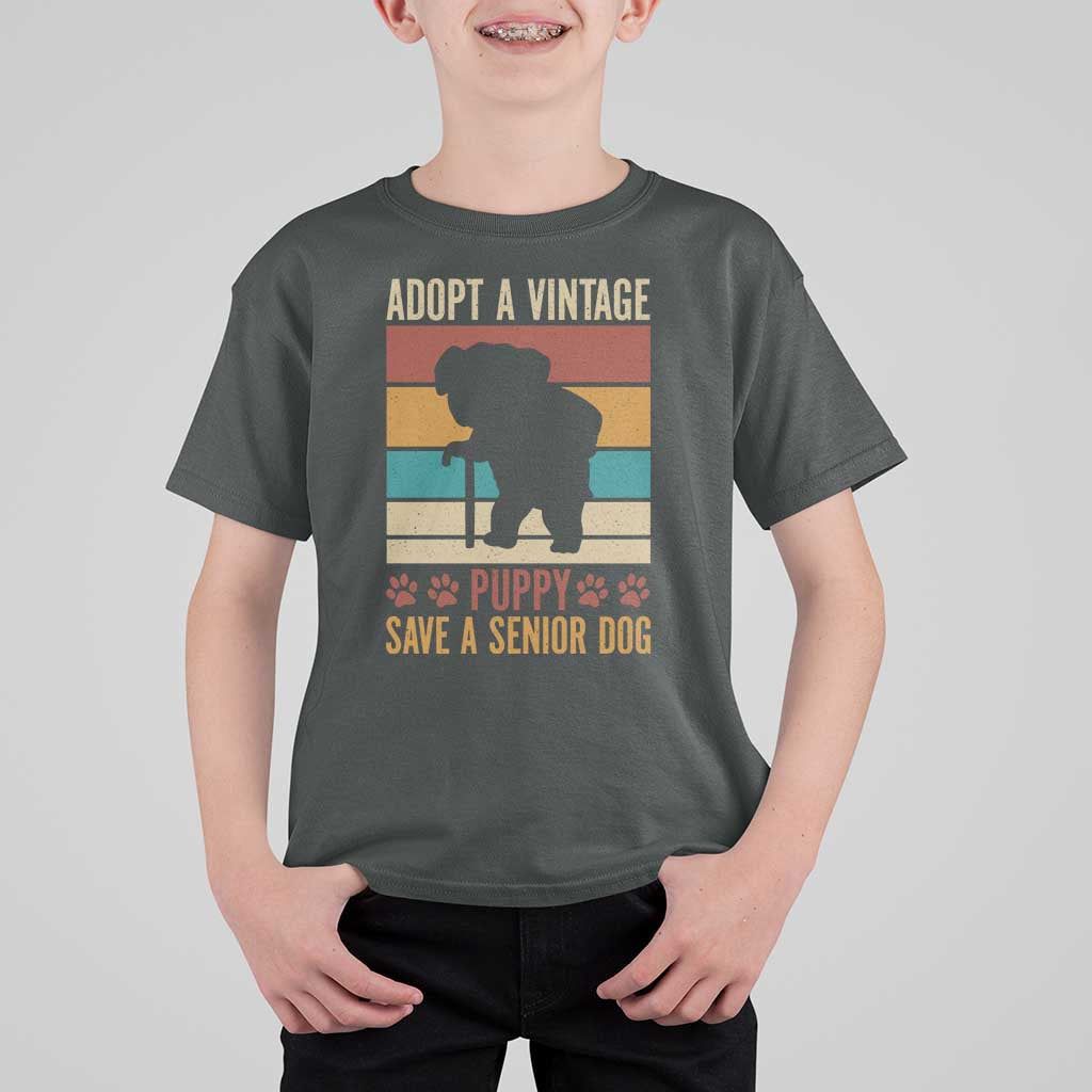 Vintage Adopt a Senior Dog T Shirt For Kid Rescue Animal Adoption Old Dog Shelter Pet - Wonder Print Shop