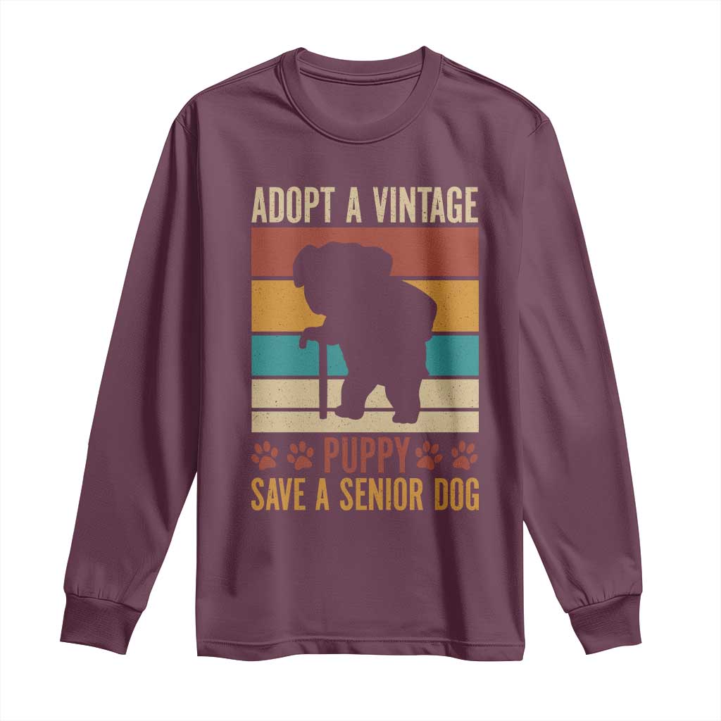 Vintage Adopt a Senior Dog Long Sleeve Shirt Rescue Animal Adoption Old Dog Shelter Pet - Wonder Print Shop