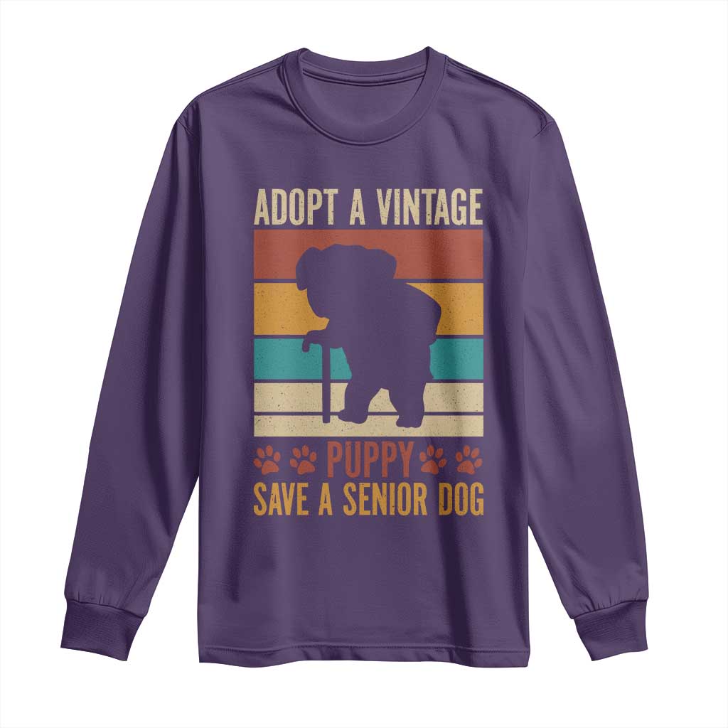 Vintage Adopt a Senior Dog Long Sleeve Shirt Rescue Animal Adoption Old Dog Shelter Pet - Wonder Print Shop