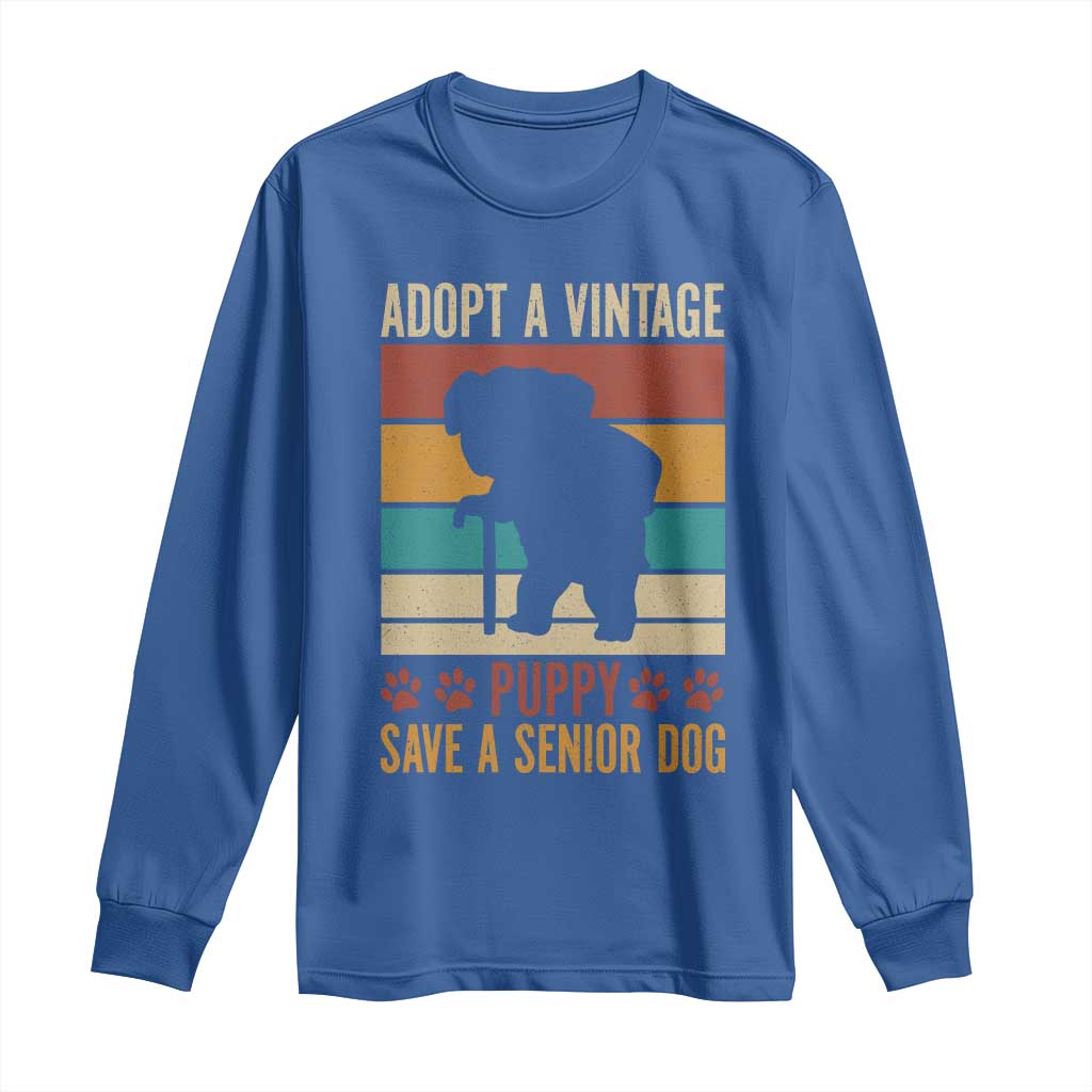 Vintage Adopt a Senior Dog Long Sleeve Shirt Rescue Animal Adoption Old Dog Shelter Pet - Wonder Print Shop