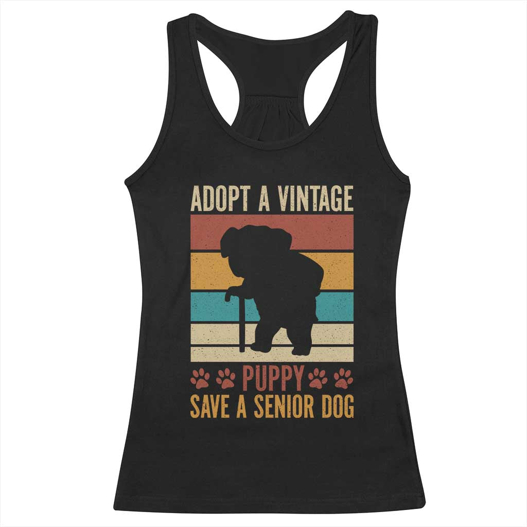 Vintage Adopt a Senior Dog Racerback Tank Top Rescue Animal Adoption Old Dog Shelter Pet - Wonder Print Shop