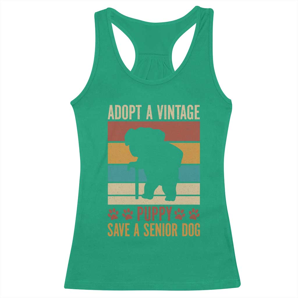 Vintage Adopt a Senior Dog Racerback Tank Top Rescue Animal Adoption Old Dog Shelter Pet - Wonder Print Shop