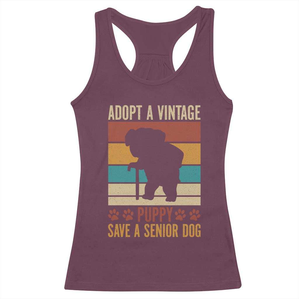 Vintage Adopt a Senior Dog Racerback Tank Top Rescue Animal Adoption Old Dog Shelter Pet - Wonder Print Shop