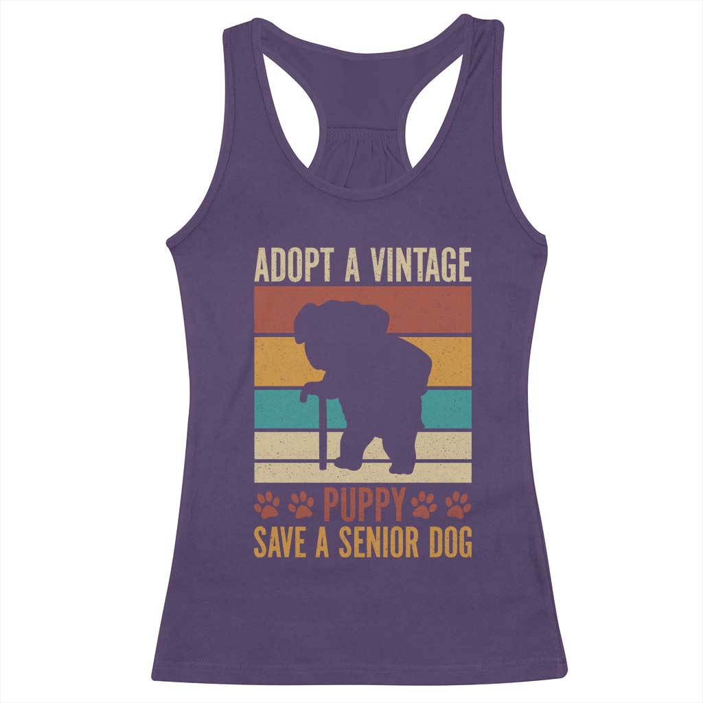 Vintage Adopt a Senior Dog Racerback Tank Top Rescue Animal Adoption Old Dog Shelter Pet - Wonder Print Shop