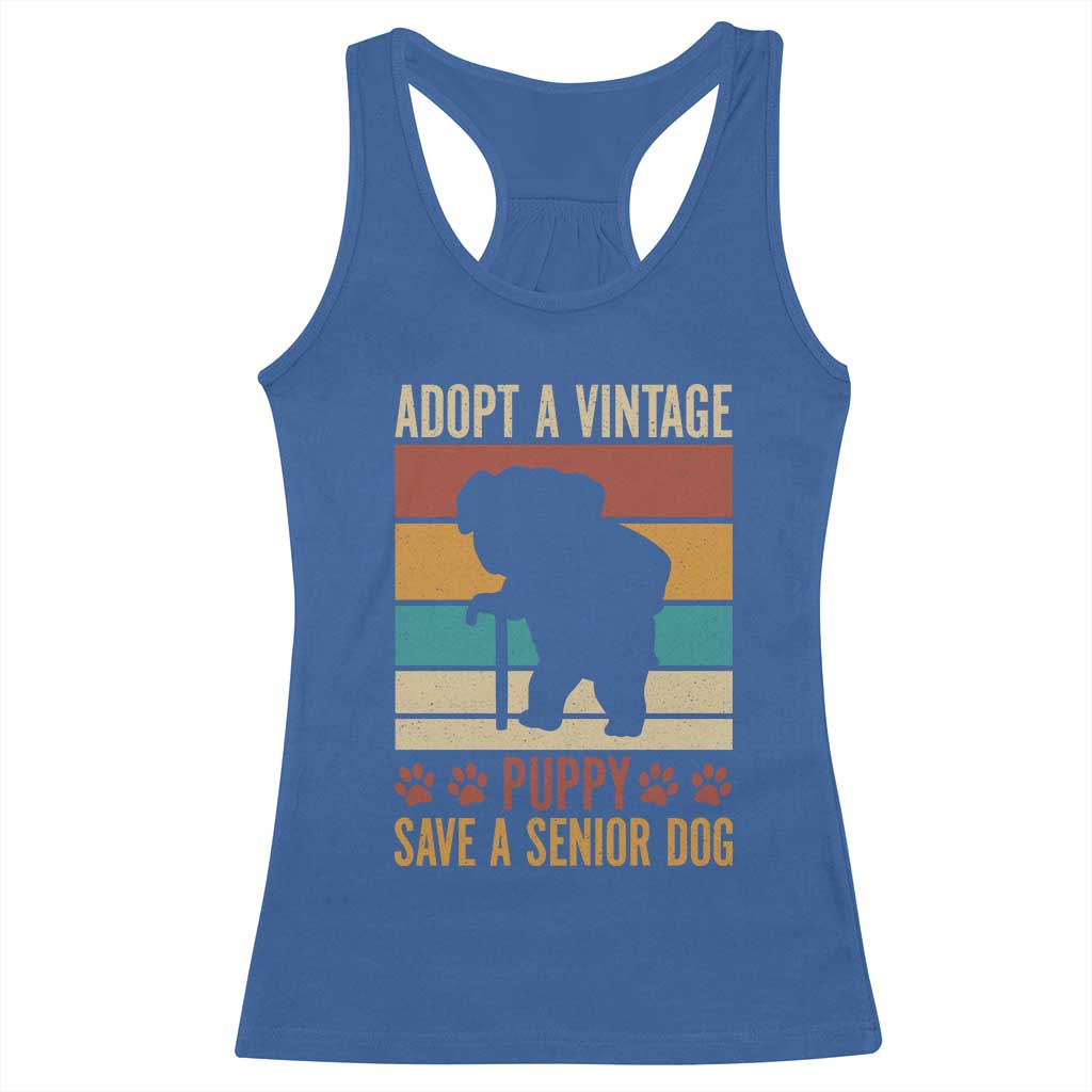 Vintage Adopt a Senior Dog Racerback Tank Top Rescue Animal Adoption Old Dog Shelter Pet - Wonder Print Shop