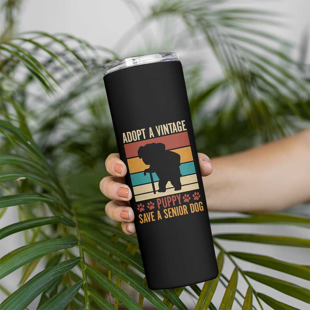 Vintage Adopt a Senior Dog Skinny Tumbler Rescue Animal Adoption Old Dog Shelter Pet - Wonder Print Shop