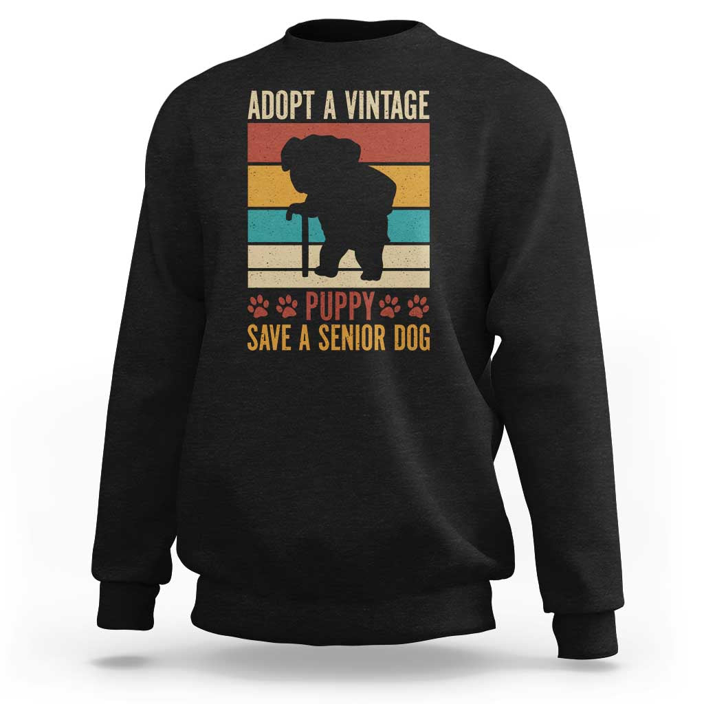 Vintage Adopt a Senior Dog Sweatshirt Rescue Animal Adoption Old Dog Shelter Pet - Wonder Print Shop