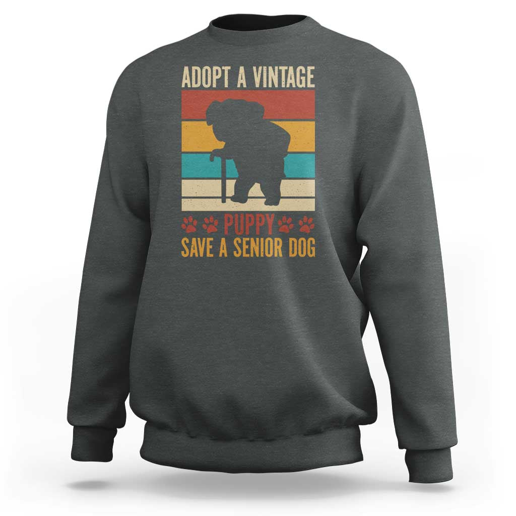 Vintage Adopt a Senior Dog Sweatshirt Rescue Animal Adoption Old Dog Shelter Pet - Wonder Print Shop