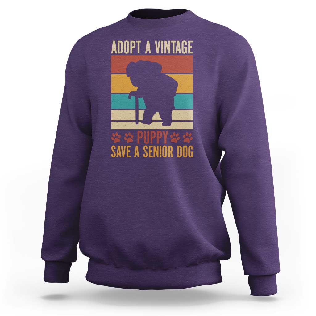 Vintage Adopt a Senior Dog Sweatshirt Rescue Animal Adoption Old Dog Shelter Pet - Wonder Print Shop