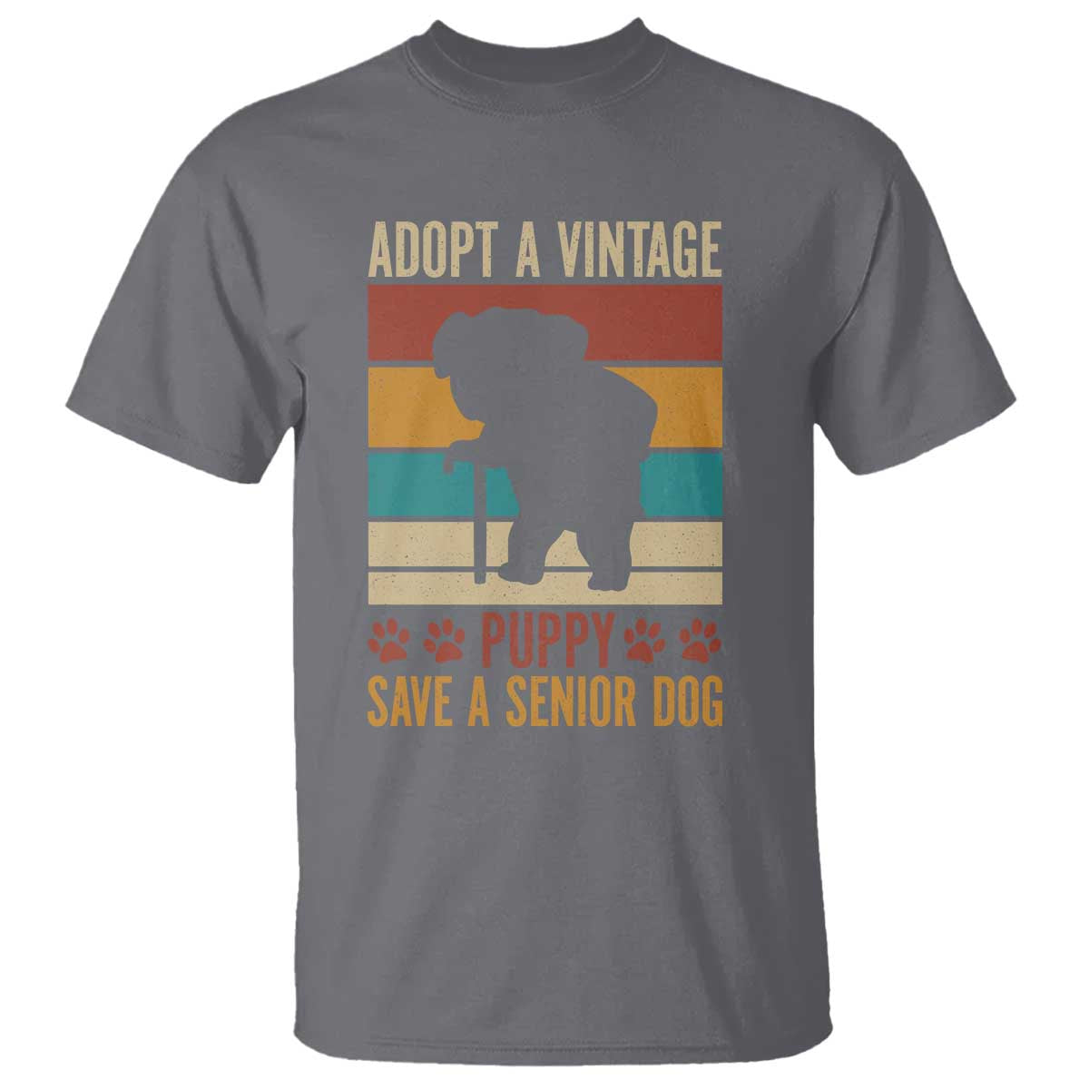 Vintage Adopt a Senior Dog T Shirt Rescue Animal Adoption Old Dog Shelter Pet - Wonder Print Shop