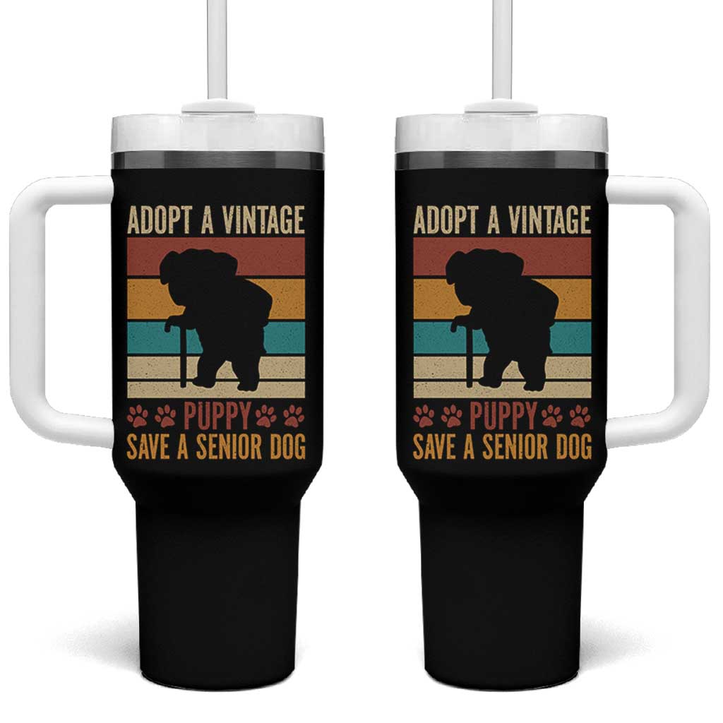 Vintage Adopt a Senior Dog Tumbler With Handle Rescue Animal Adoption Old Dog Shelter Pet - Wonder Print Shop