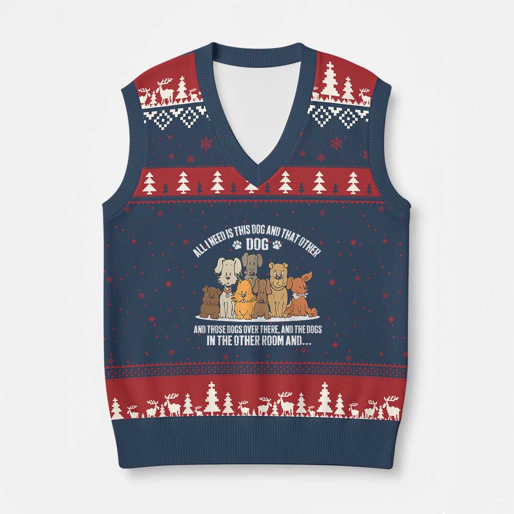 Funny Dog Lover V-Neck Knit Sweater Vest Fur Mama Dad Dog Rescue - Wonder Print Shop
