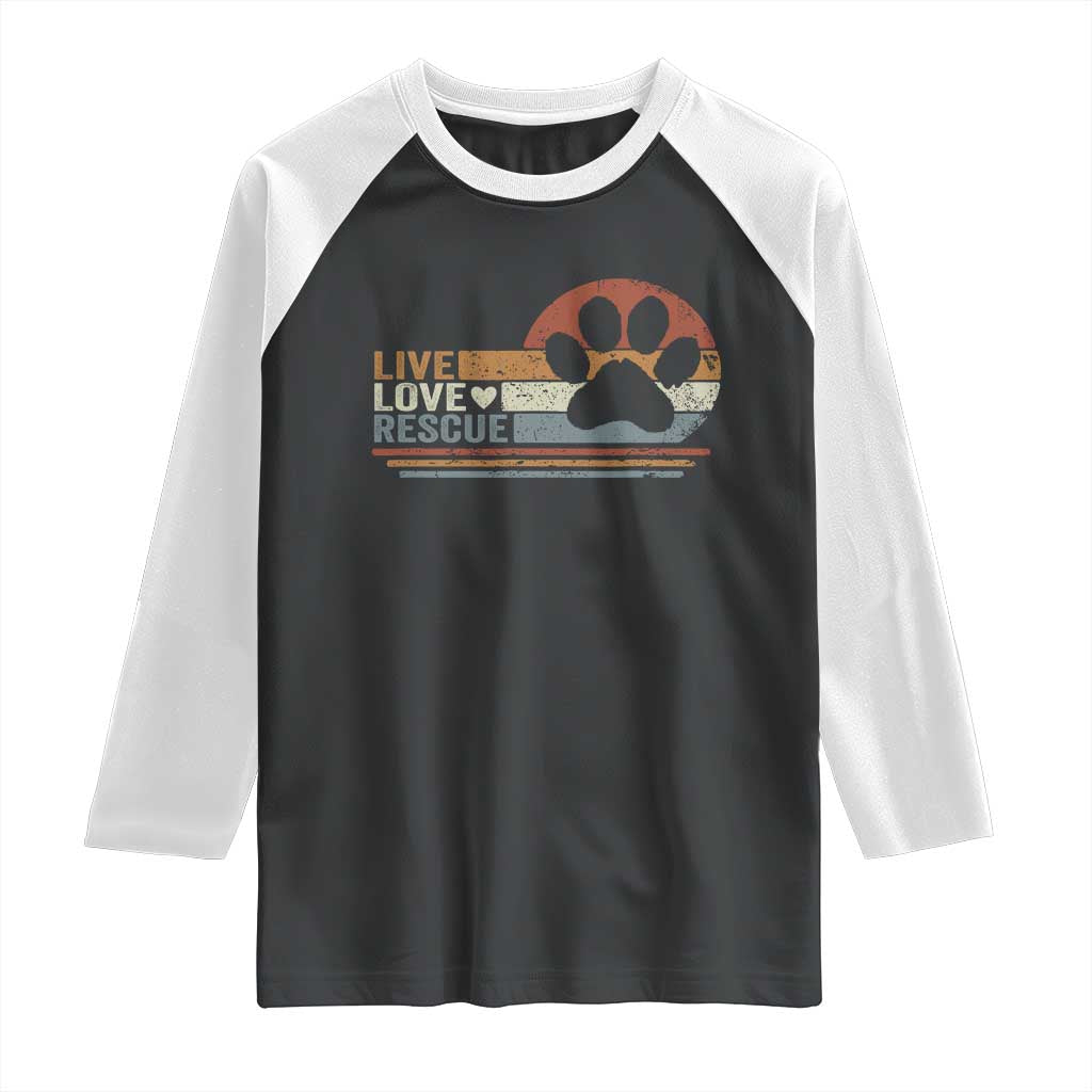 Vintage Adopt A Shelter Pet Raglan Shirt Live Love Rescue Cat Dog Adoption Animal Rescue - Wonder Print Shop