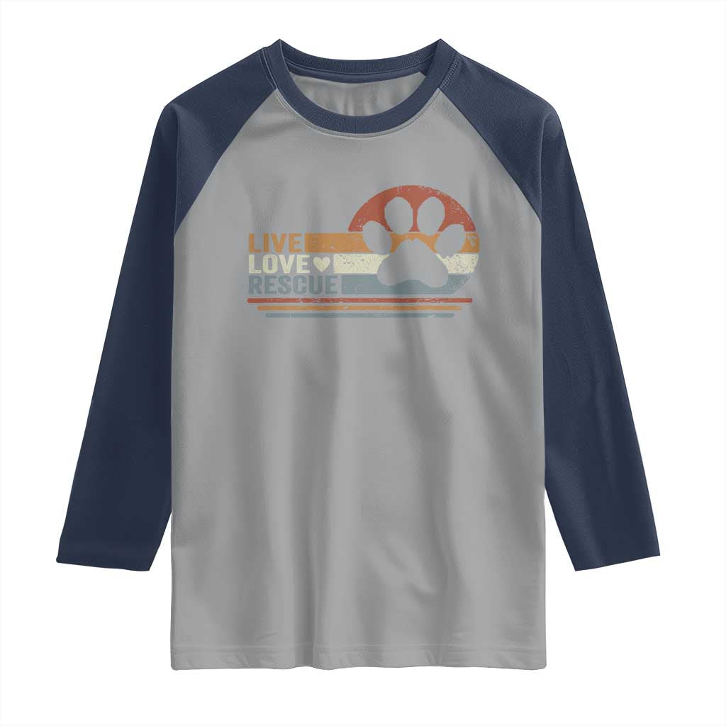 Vintage Adopt A Shelter Pet Raglan Shirt Live Love Rescue Cat Dog Adoption Animal Rescue - Wonder Print Shop