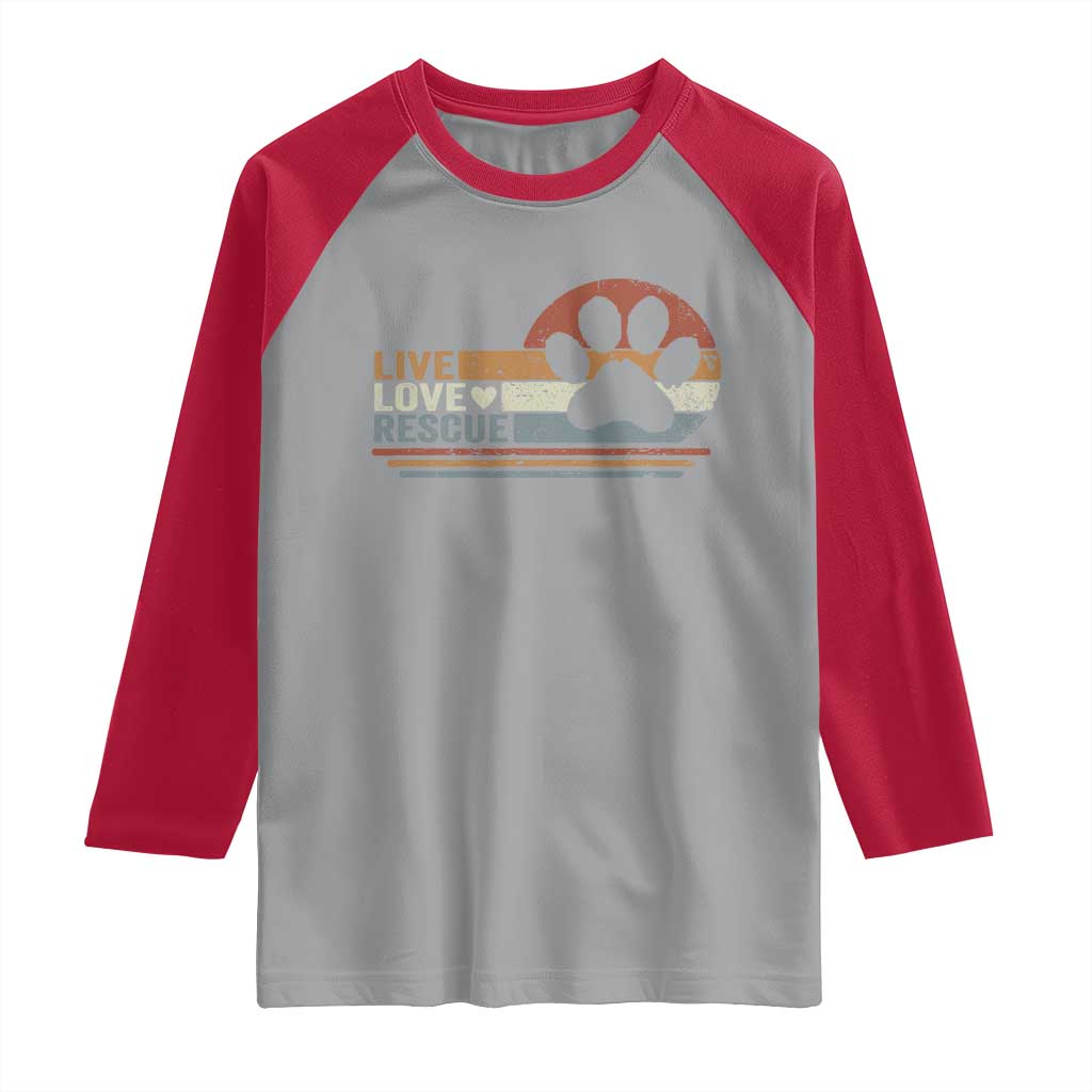 Vintage Adopt A Shelter Pet Raglan Shirt Live Love Rescue Cat Dog Adoption Animal Rescue - Wonder Print Shop
