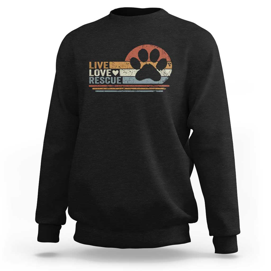 Vintage Adopt A Shelter Pet Sweatshirt Live Love Rescue Cat Dog Adoption Animal Rescue - Wonder Print Shop
