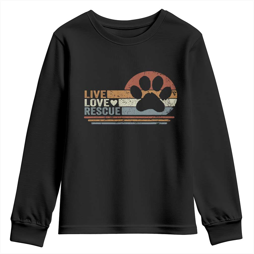 Vintage Adopt A Shelter Pet Youth Sweatshirt Live Love Rescue Cat Dog Adoption Animal Rescue - Wonder Print Shop