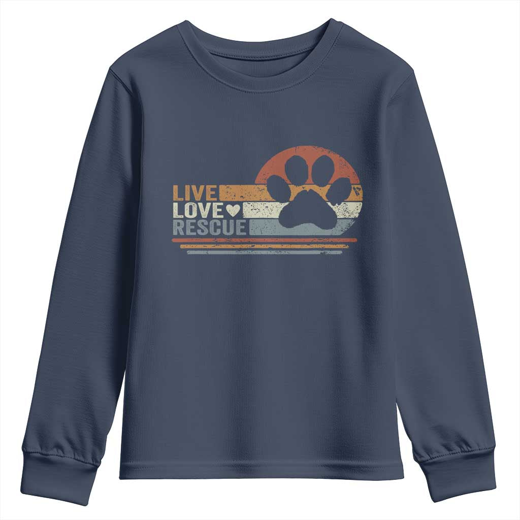 Vintage Adopt A Shelter Pet Youth Sweatshirt Live Love Rescue Cat Dog Adoption Animal Rescue - Wonder Print Shop