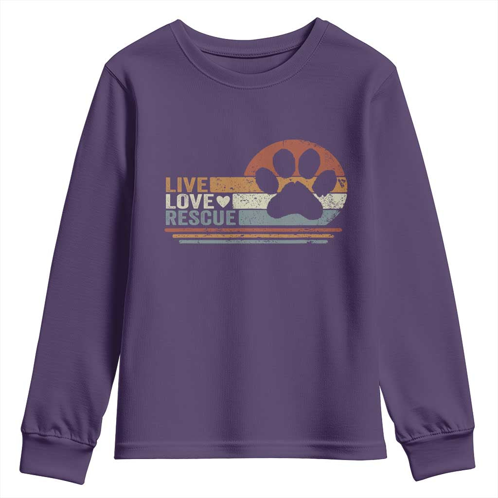 Vintage Adopt A Shelter Pet Youth Sweatshirt Live Love Rescue Cat Dog Adoption Animal Rescue - Wonder Print Shop