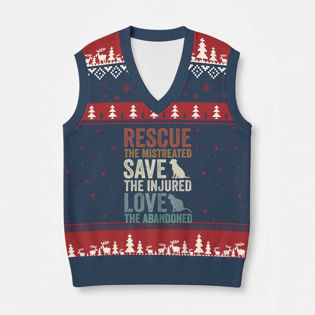 Adopt A Shelter Pet V-Neck Knit Sweater Vest Rescue Save Love Cat Dog Adoption Animal Rescue - Wonder Print Shop