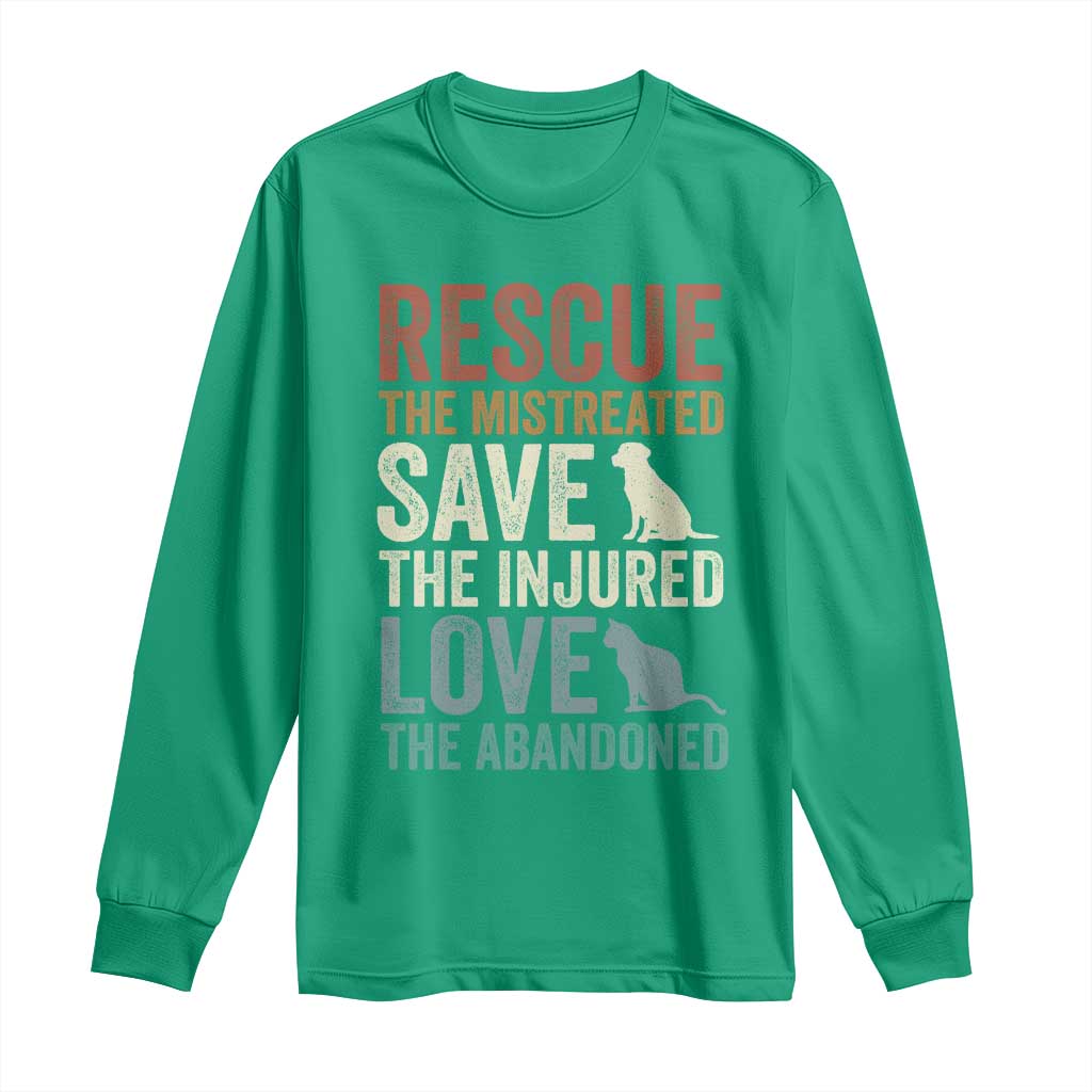 Adopt A Shelter Pet Long Sleeve Shirt Rescue Save Love Cat Dog Adoption Animal Rescue - Wonder Print Shop