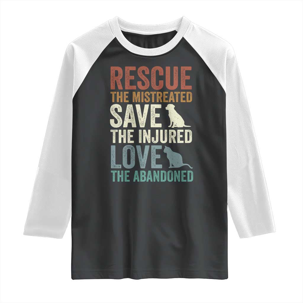 Adopt A Shelter Pet Raglan Shirt Rescue Save Love Cat Dog Adoption Animal Rescue - Wonder Print Shop