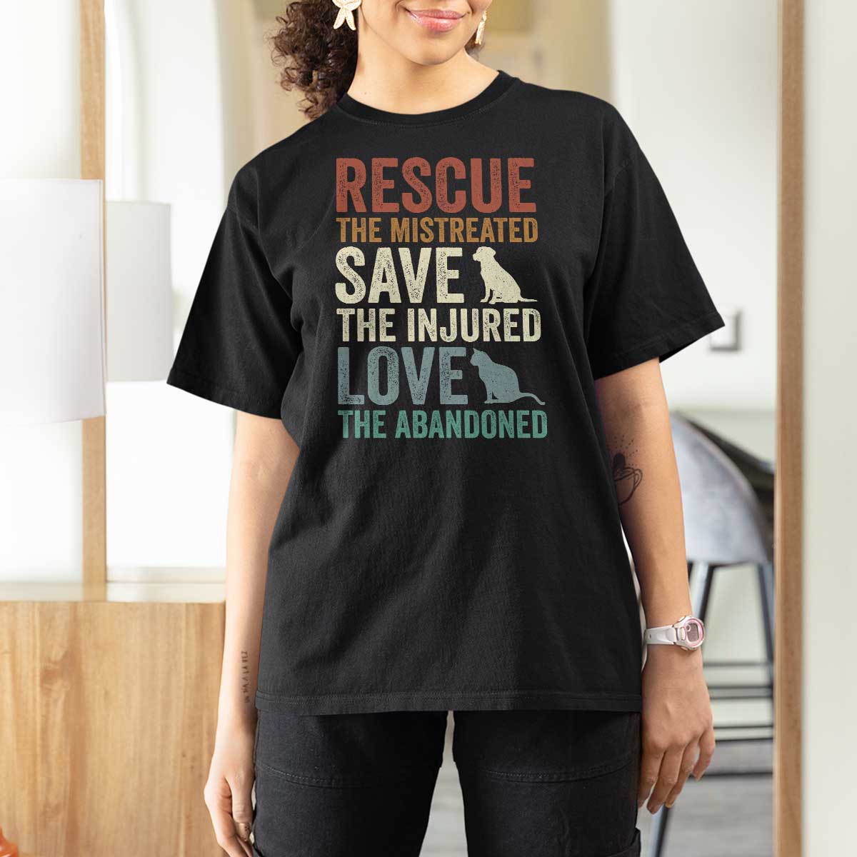 Adopt A Shelter Pet T Shirt For Women Rescue Save Love Cat Dog Adoption Animal Rescue - Wonder Print Shop