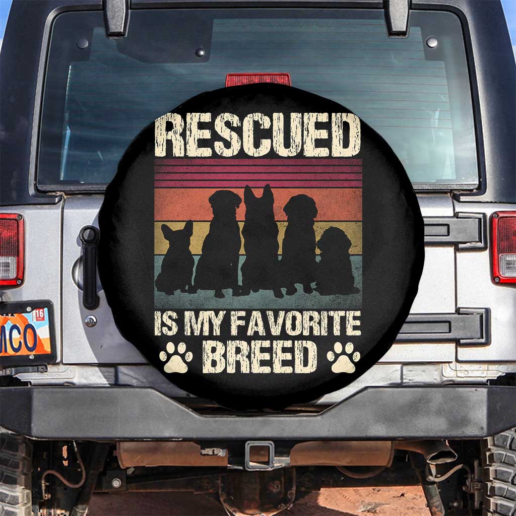 Rescued Is My Favorite Breed Spare Tire Cover Adopt A Shelter Pet Cat Dog Adoption Animal Rescue - Wonder Print Shop