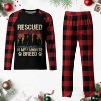 Rescued Is My Favorite Breed Plaid Pajama Set Adopt A Shelter Pet Cat Dog Adoption Animal Rescue - Wonder Print Shop