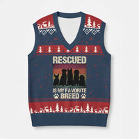 Rescued Is My Favorite Breed V-Neck Knit Sweater Vest Adopt A Shelter Pet Cat Dog Adoption Animal Rescue - Wonder Print Shop