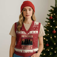 Rescued Is My Favorite Breed V-Neck Knit Sweater Vest Adopt A Shelter Pet Cat Dog Adoption Animal Rescue - Wonder Print Shop