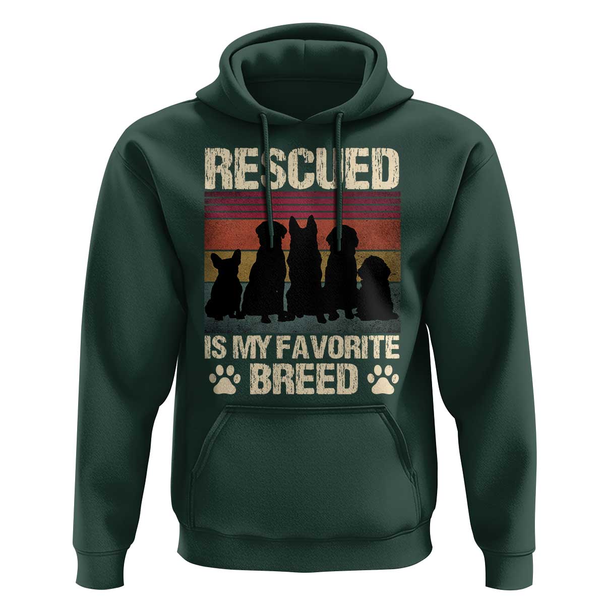 Rescued Is My Favorite Breed Hoodie Adopt A Shelter Pet Cat Dog Adoption Animal Rescue - Wonder Print Shop