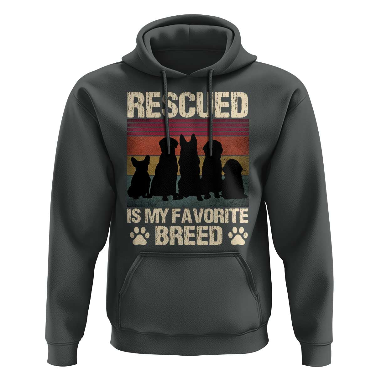 Rescued Is My Favorite Breed Hoodie Adopt A Shelter Pet Cat Dog Adoption Animal Rescue - Wonder Print Shop