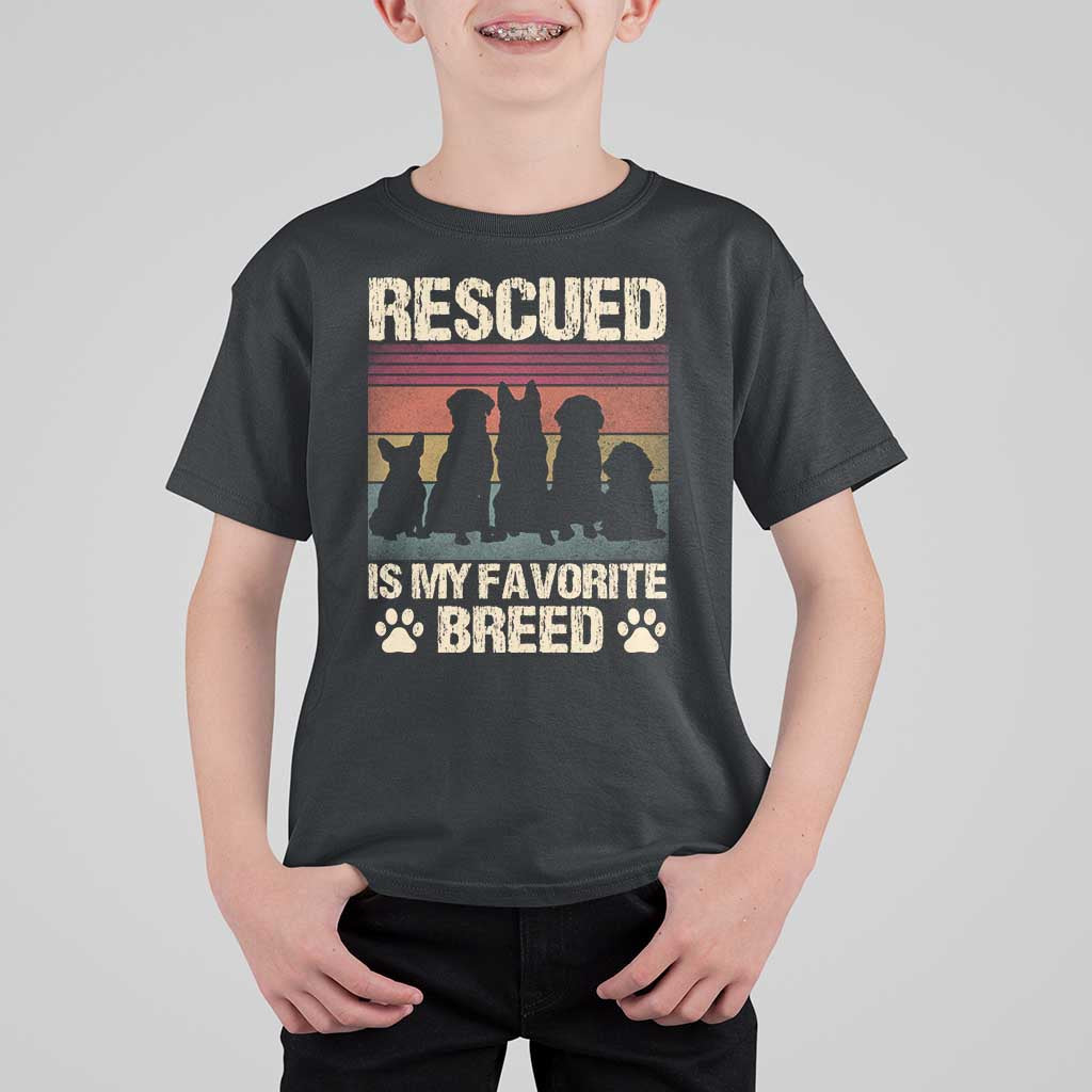 Rescued Is My Favorite Breed T Shirt For Kid Adopt A Shelter Pet Cat Dog Adoption Animal Rescue - Wonder Print Shop