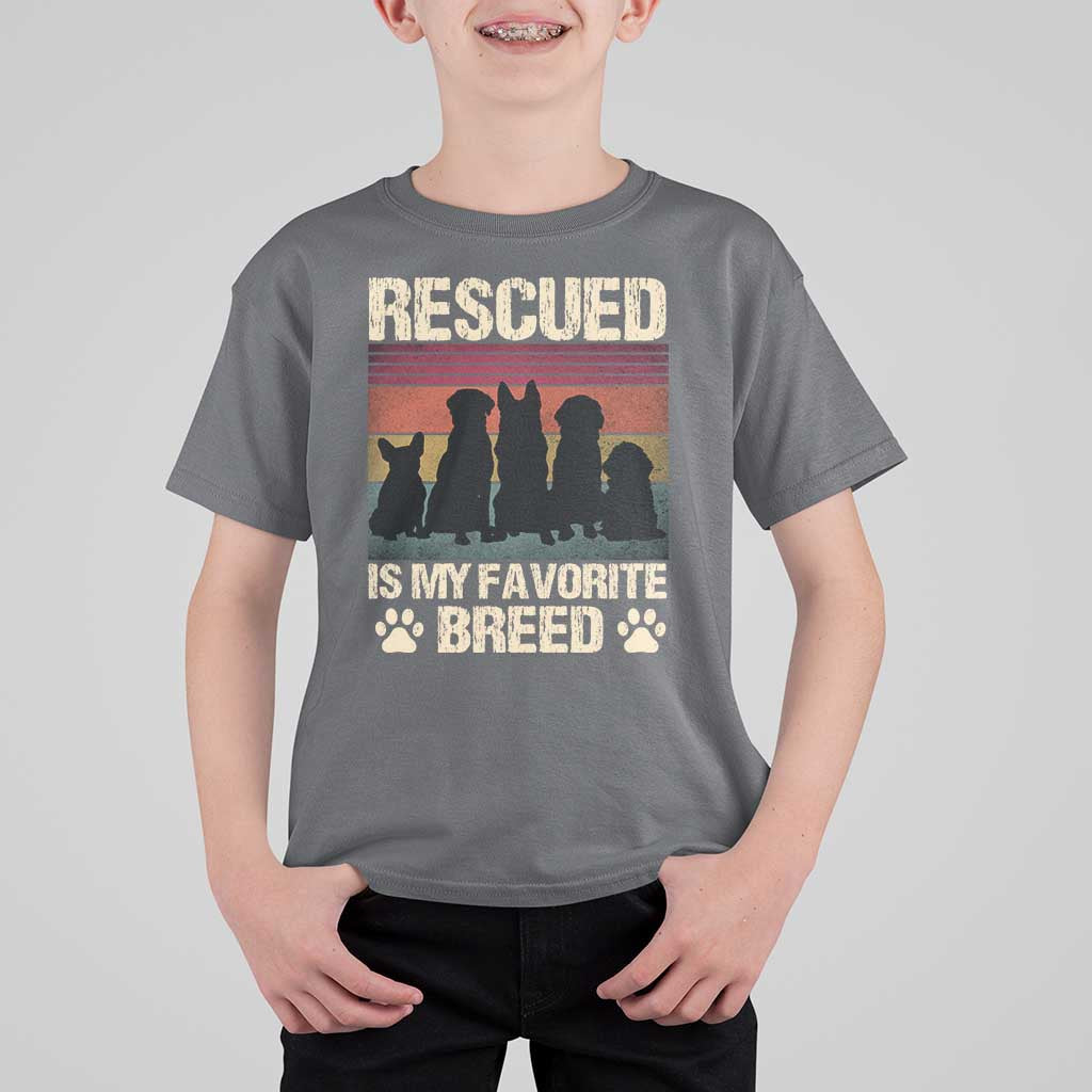 Rescued Is My Favorite Breed T Shirt For Kid Adopt A Shelter Pet Cat Dog Adoption Animal Rescue - Wonder Print Shop