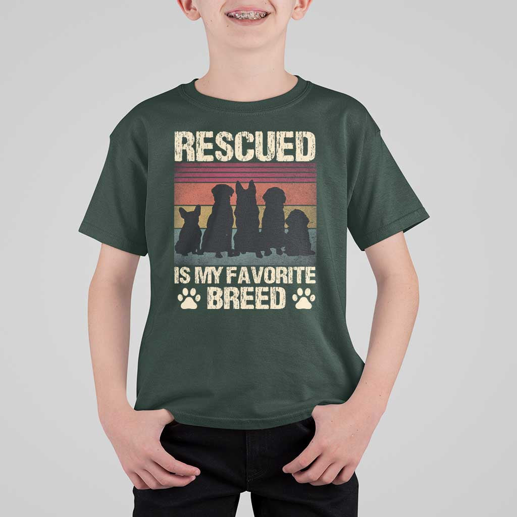 Rescued Is My Favorite Breed T Shirt For Kid Adopt A Shelter Pet Cat Dog Adoption Animal Rescue - Wonder Print Shop