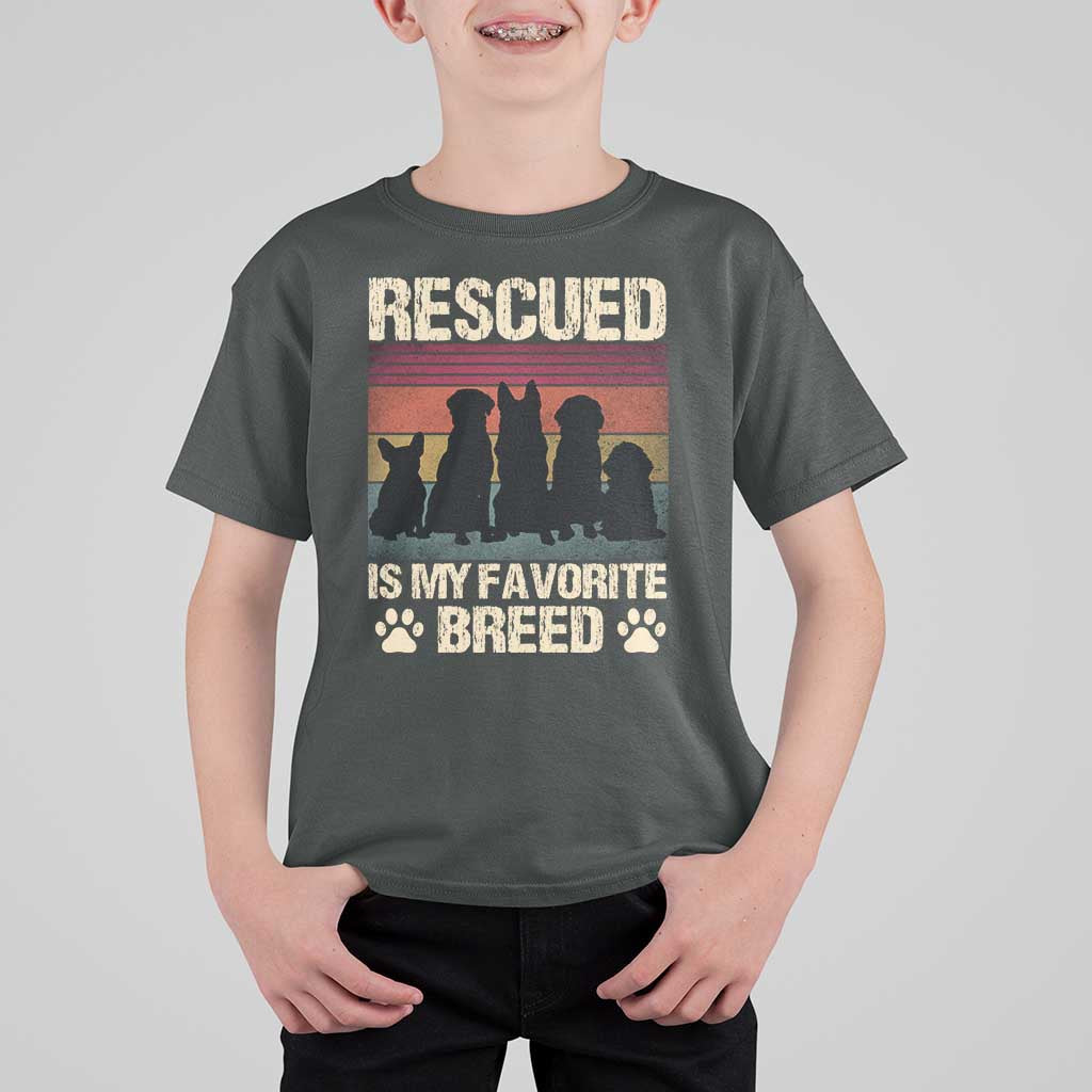 Rescued Is My Favorite Breed T Shirt For Kid Adopt A Shelter Pet Cat Dog Adoption Animal Rescue - Wonder Print Shop