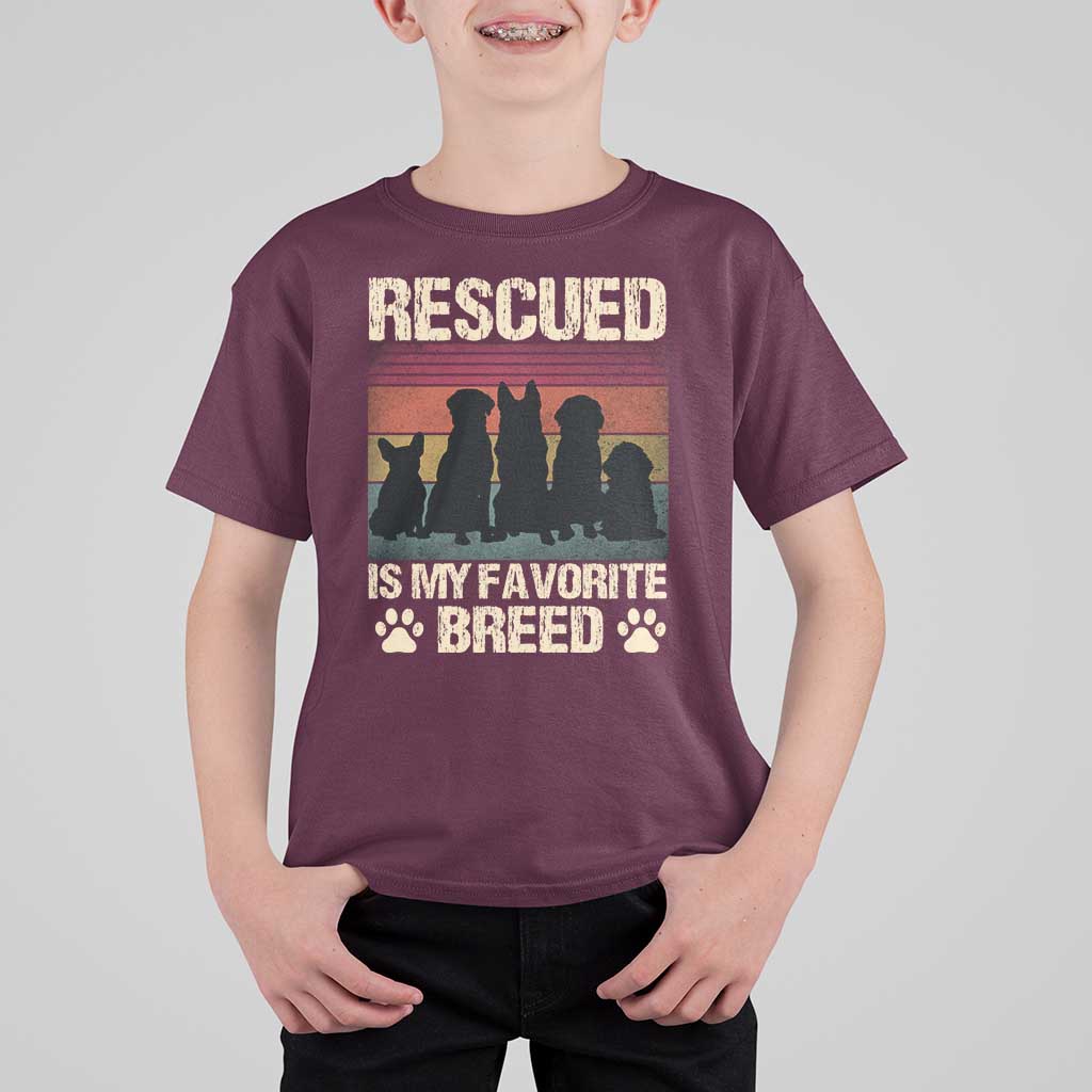 Rescued Is My Favorite Breed T Shirt For Kid Adopt A Shelter Pet Cat Dog Adoption Animal Rescue - Wonder Print Shop