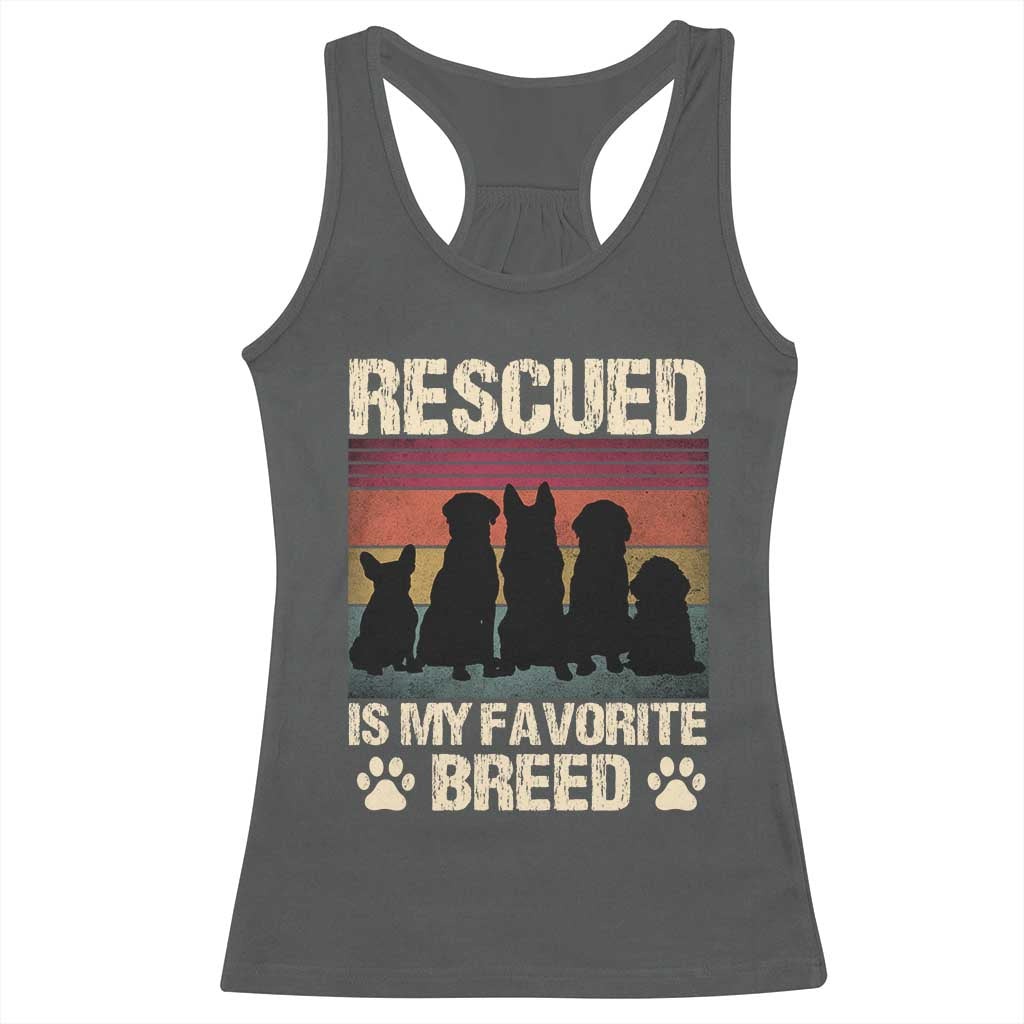 Rescued Is My Favorite Breed Racerback Tank Top Adopt A Shelter Pet Cat Dog Adoption Animal Rescue - Wonder Print Shop