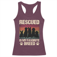 Rescued Is My Favorite Breed Racerback Tank Top Adopt A Shelter Pet Cat Dog Adoption Animal Rescue - Wonder Print Shop