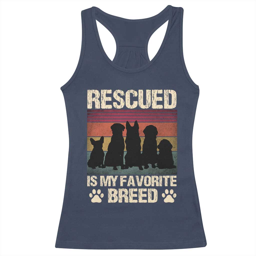 Rescued Is My Favorite Breed Racerback Tank Top Adopt A Shelter Pet Cat Dog Adoption Animal Rescue - Wonder Print Shop