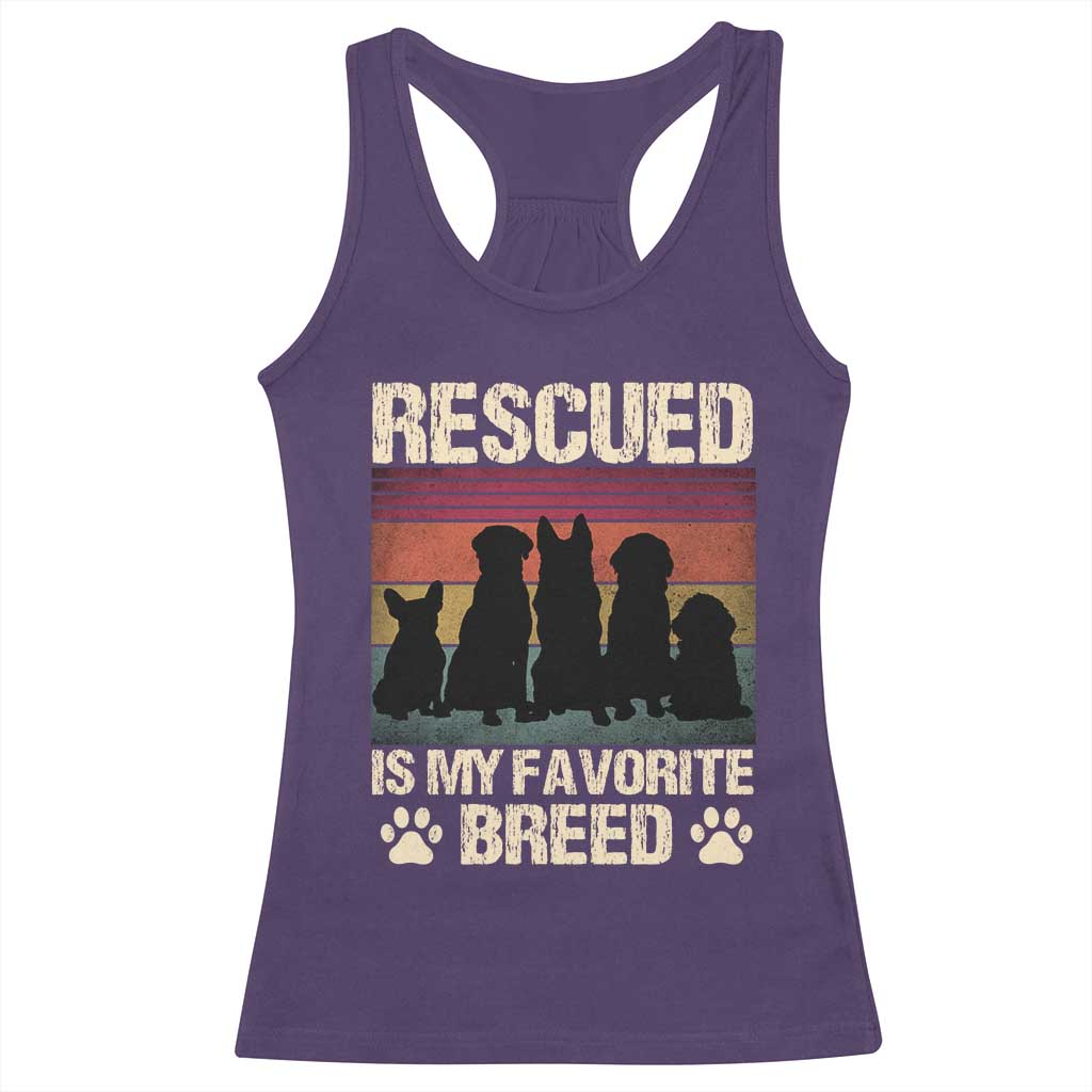 Rescued Is My Favorite Breed Racerback Tank Top Adopt A Shelter Pet Cat Dog Adoption Animal Rescue - Wonder Print Shop