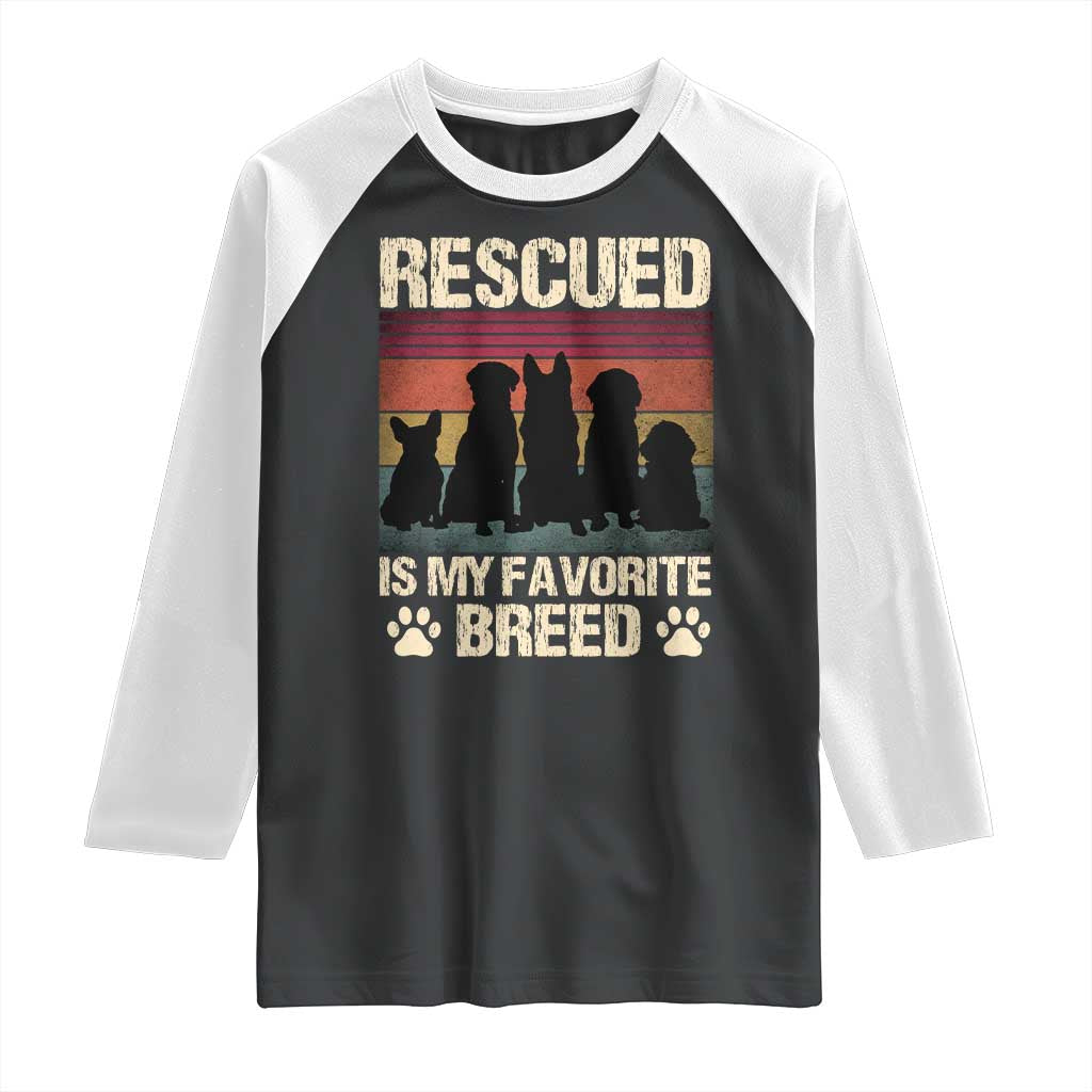 Rescued Is My Favorite Breed Raglan Shirt Adopt A Shelter Pet Cat Dog Adoption Animal Rescue - Wonder Print Shop