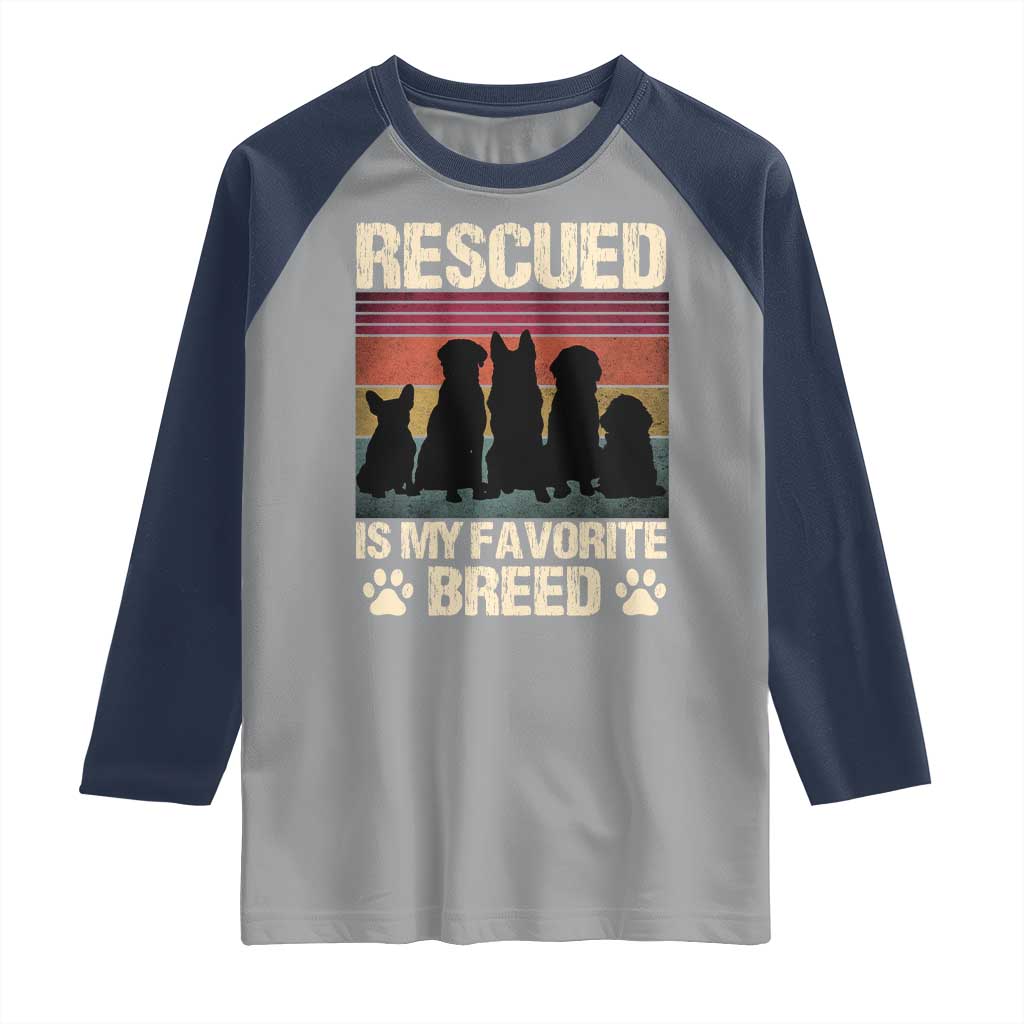 Rescued Is My Favorite Breed Raglan Shirt Adopt A Shelter Pet Cat Dog Adoption Animal Rescue - Wonder Print Shop