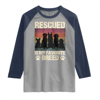 Rescued Is My Favorite Breed Raglan Shirt Adopt A Shelter Pet Cat Dog Adoption Animal Rescue - Wonder Print Shop