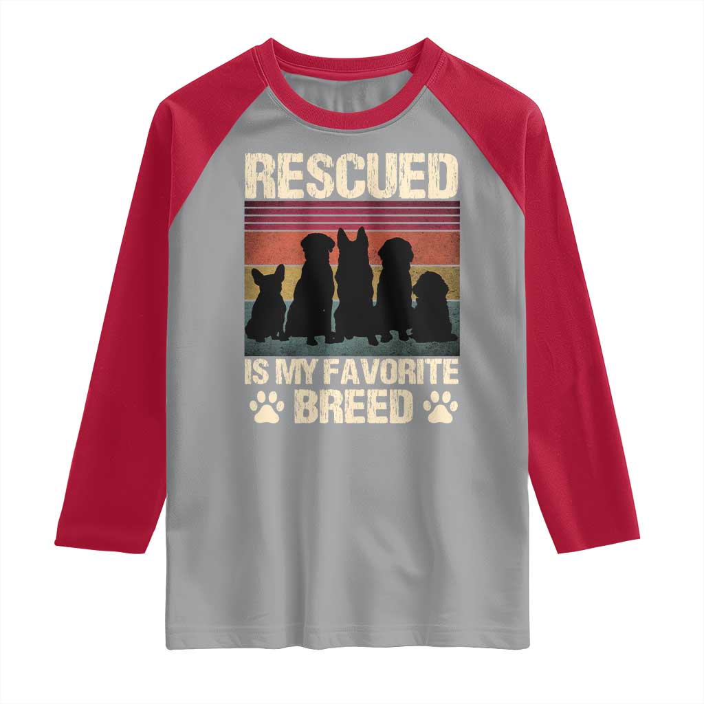 Rescued Is My Favorite Breed Raglan Shirt Adopt A Shelter Pet Cat Dog Adoption Animal Rescue - Wonder Print Shop