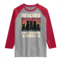 Rescued Is My Favorite Breed Raglan Shirt Adopt A Shelter Pet Cat Dog Adoption Animal Rescue - Wonder Print Shop